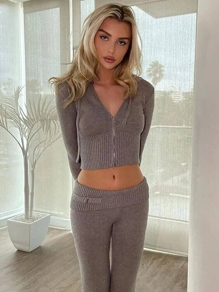 Cosy Knit Hoodie Set (2 Pieces)